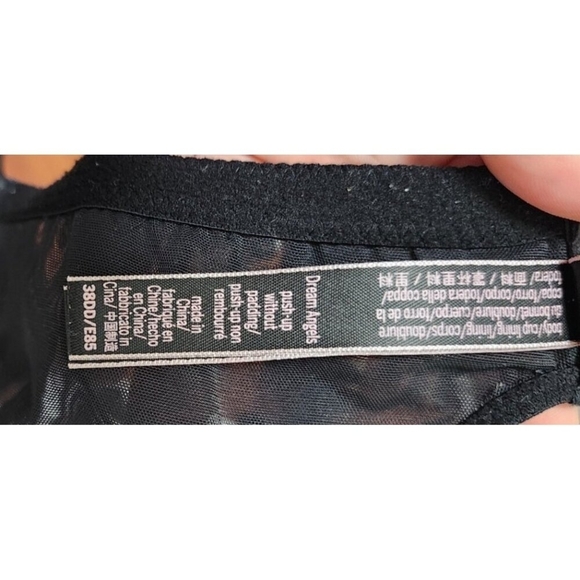 VICTORIA’S SECRET Women’s Black Lace Dream Angels Non-Padded Push Up Bra 38DD - Picture 8 of 8